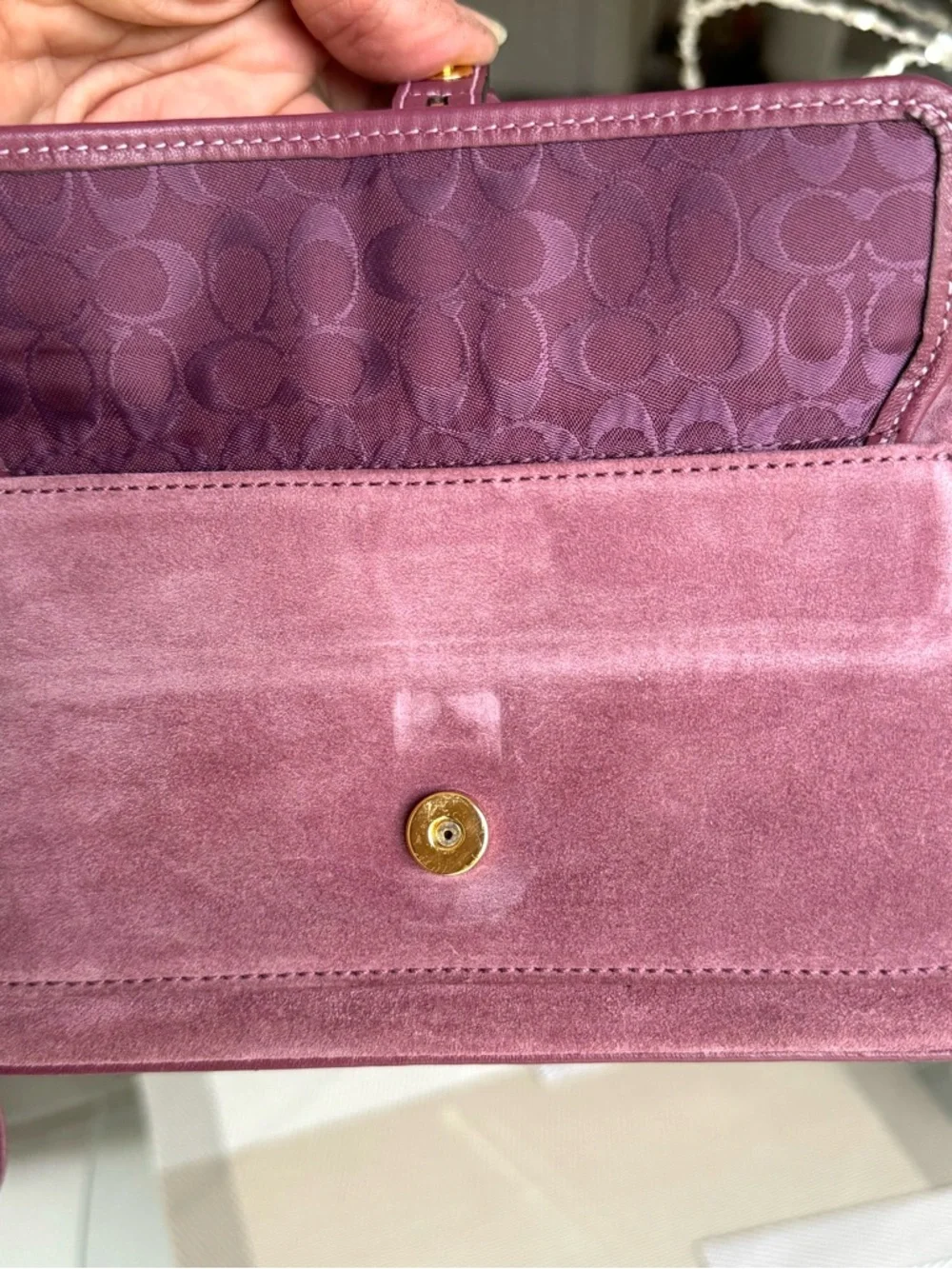 🆕 Coach Soho Vintage Suede Wristlet Mini Bag Purple